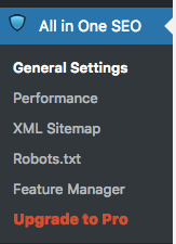 all in one seo menu general settings